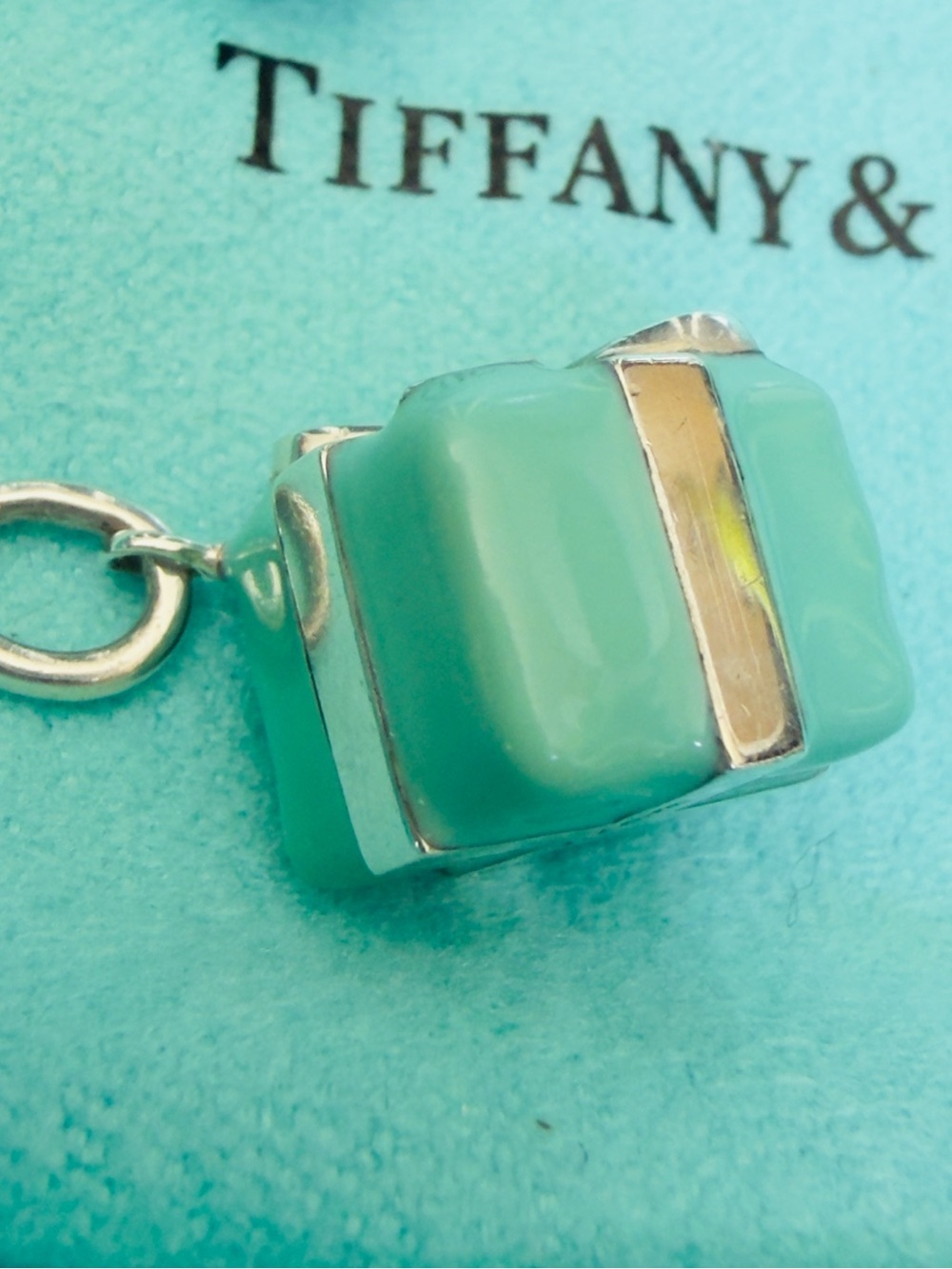 Tiffany & Co Silver Blue Enamel Gift Box Charm Bracelet or Pendant Present - Picture 6 of 6